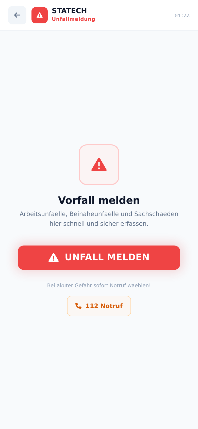 Vorfallmeldung als Mobile-View für Werker