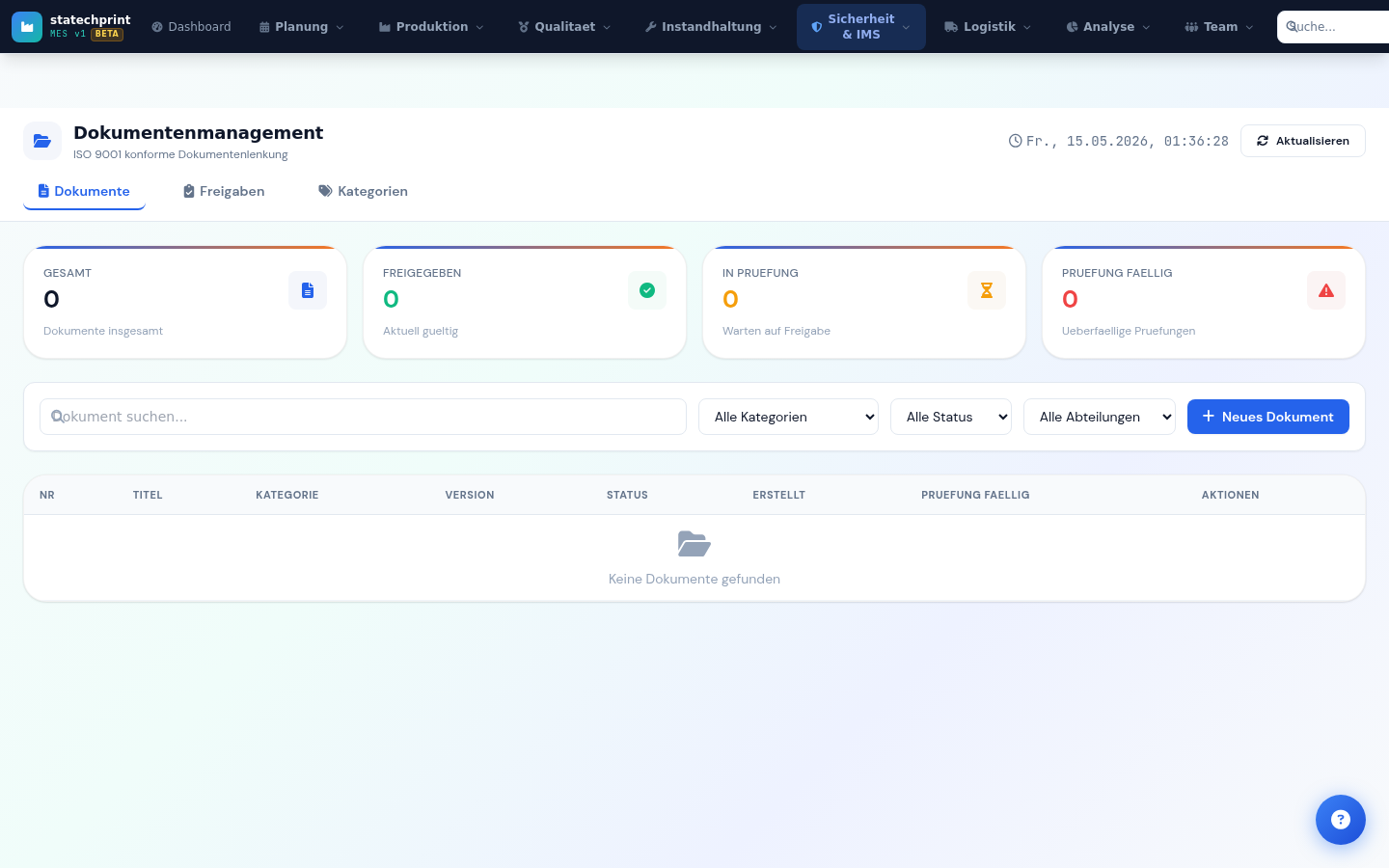 Dokumentenmanagement-System mit versionierten Arbeitsanweisungen